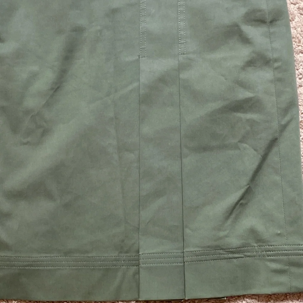 Per Se Military Green Pleated Lined Pencil Skirt 0